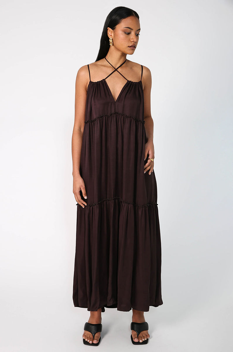 queue dress espresso chocolate brown m o o c h i