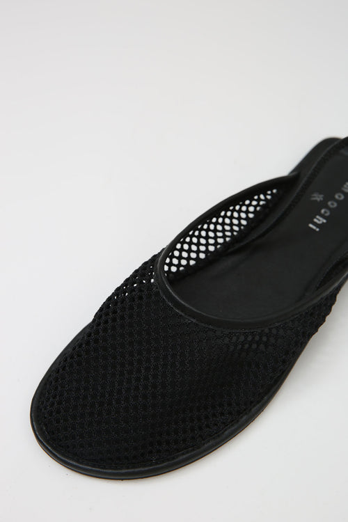 mesh slingback flat / black