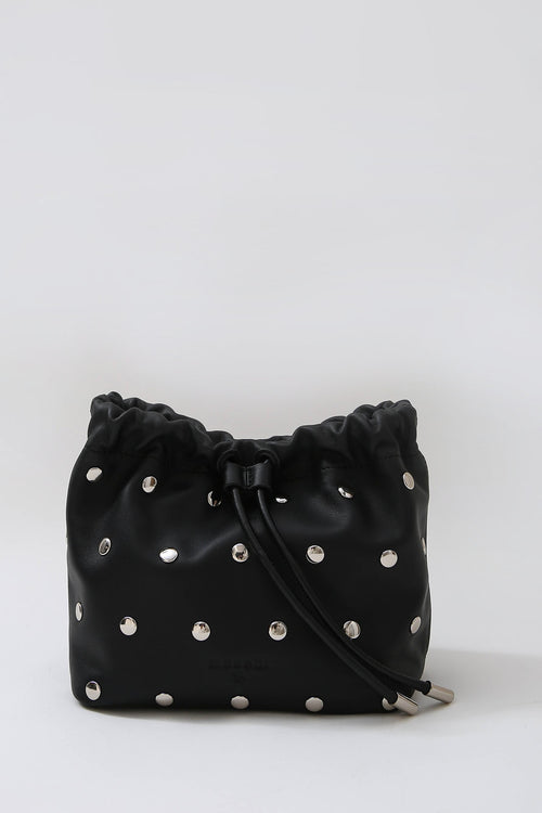 drawn mini stud bag / black | silver