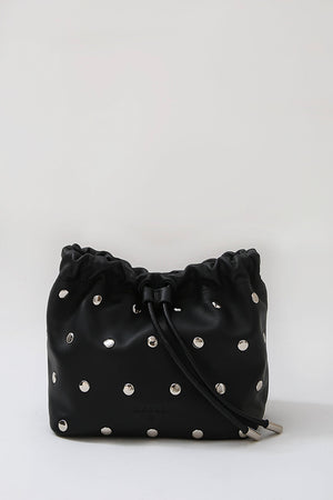 drawn mini stud bag / black | silver