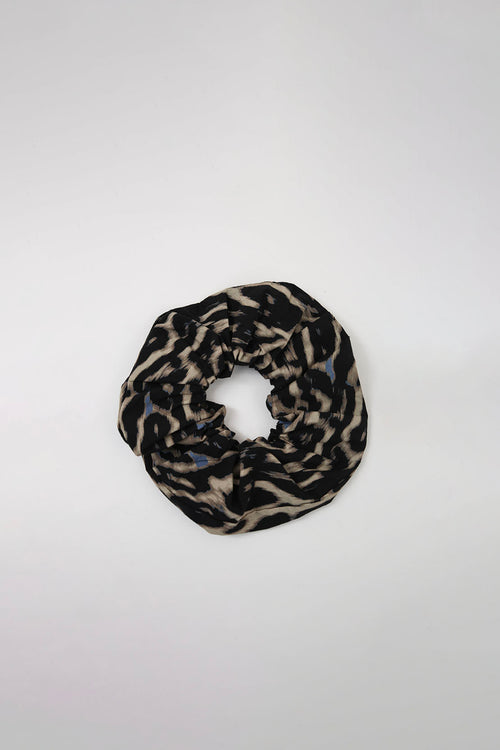 scrunchie / brown|blue animal abstract print