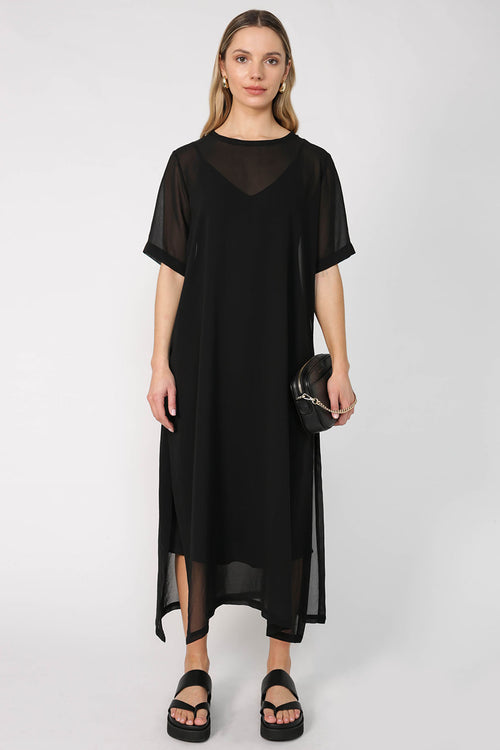 slide midi slip / black