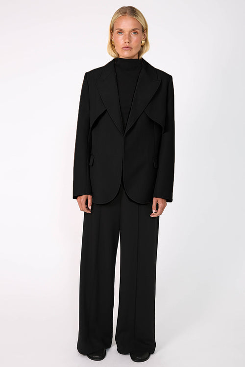 margin tie blazer / black