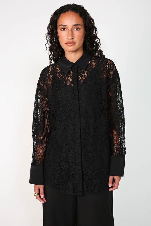 border lace shirt / black lace