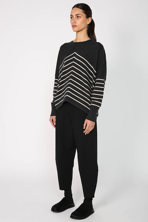 revolver sweater / charcoal|taupe stripe