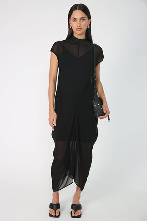 cove cap sleeve dress / black