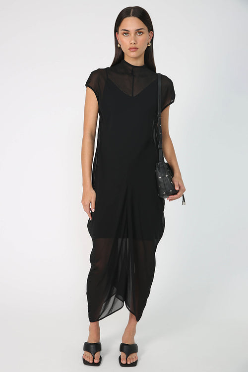 cove cap sleeve dress / black