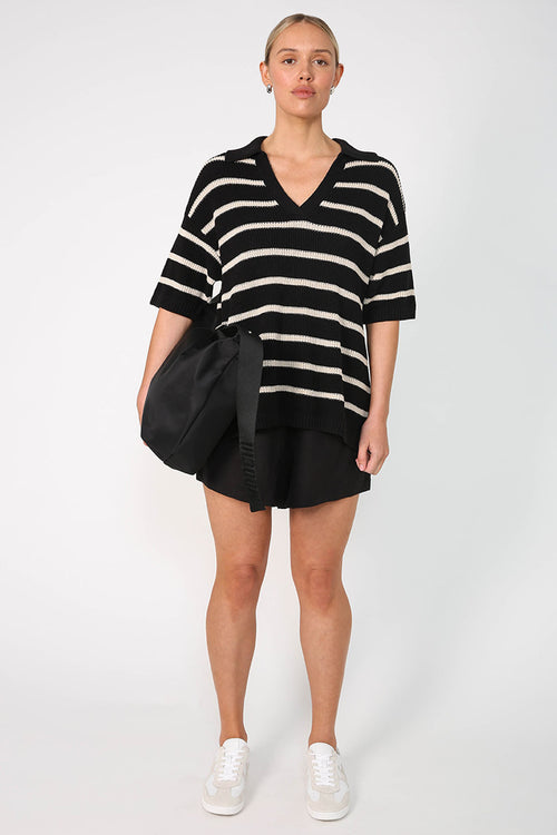 arena sweater / black|natural stripe