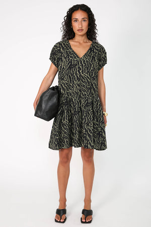 euphoria dress / green animal abstract print