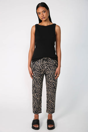 dessa pant / brown|blue animal abstract print