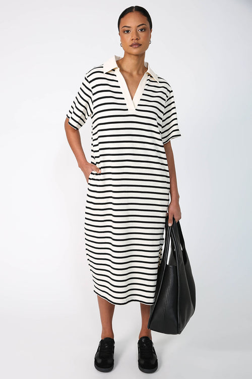 field dress / buttermilk |black stripe