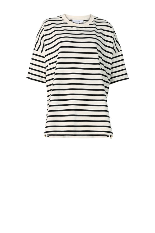 step up tee / buttermilk |black stripe