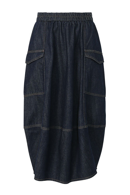 global denim skirt / dark indigo