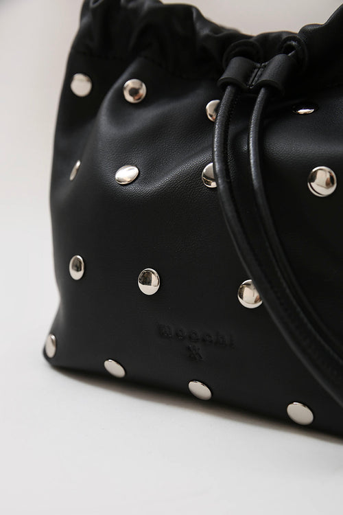 drawn mini stud bag / black | silver