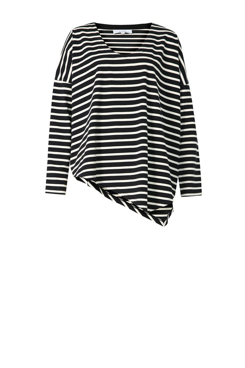 asymmetry top / black|buttermilk stripe