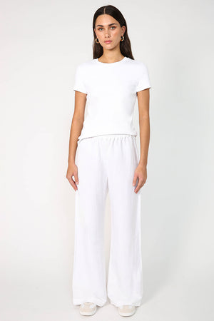 coached pant / white linen