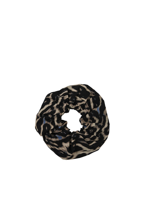 scrunchie / brown|blue animal abstract print