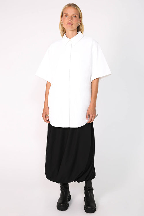 puffed shorty sleeve shirt / pearl ivory