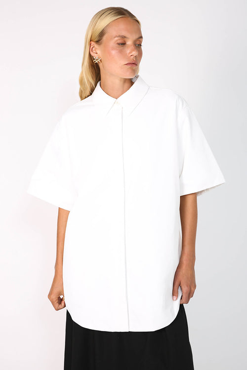 puffed shorty sleeve shirt / pearl ivory