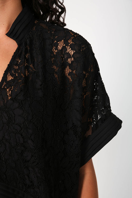 bevel lace midi dress / black lace