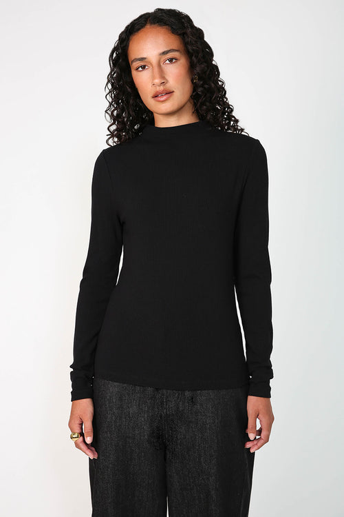 modest rib funnel top / black