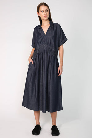 bevel midi dress / indigo blue