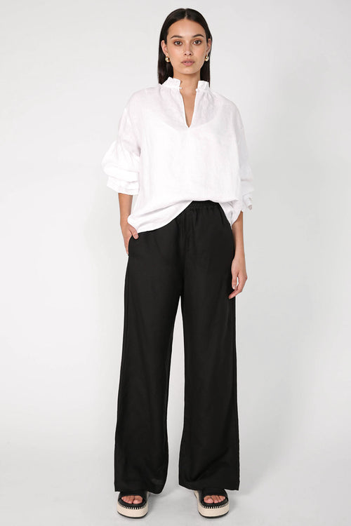 coached pant / black linen