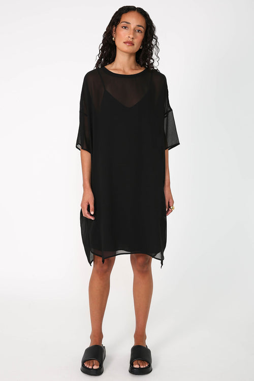 angle tee dress / black