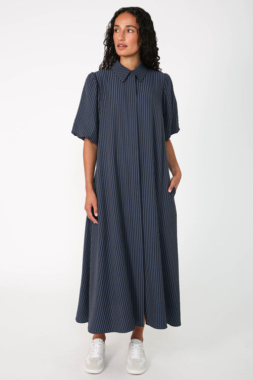 adhere midi dress / blue|navy stripe