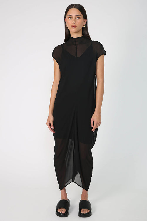 cove cap sleeve dress / black