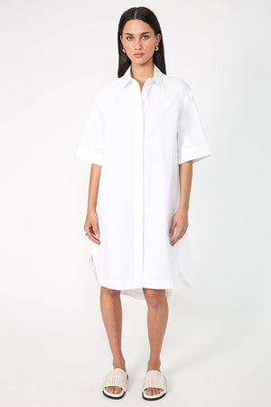 suspend shirt dress / white