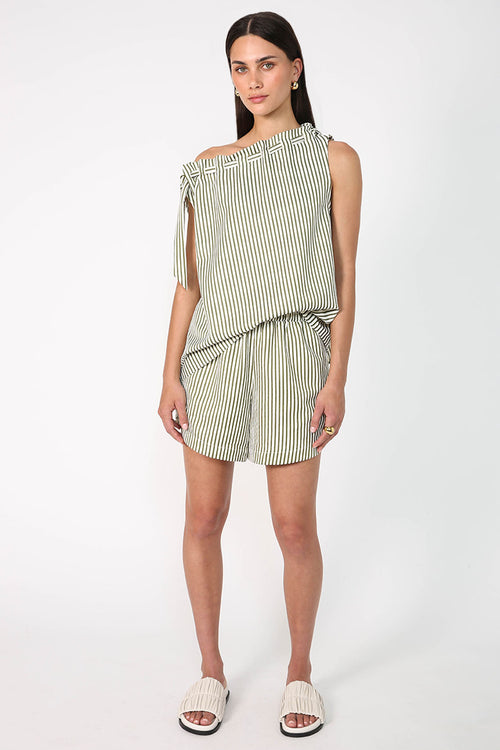 avid tank / khaki|ecru stripe