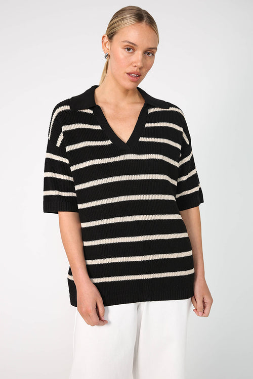 arena sweater / black|natural stripe