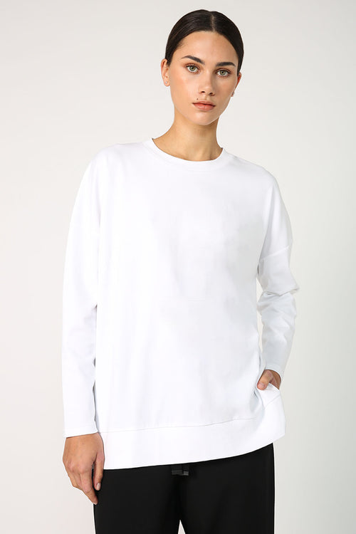 step up long sleeve tee / white