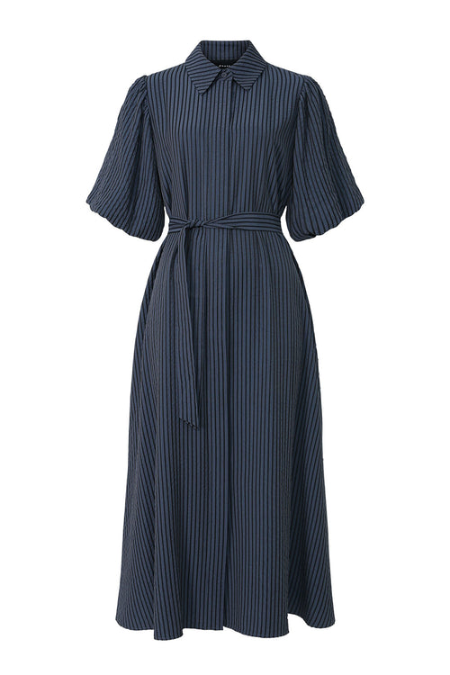 adhere midi dress / blue|navy stripe