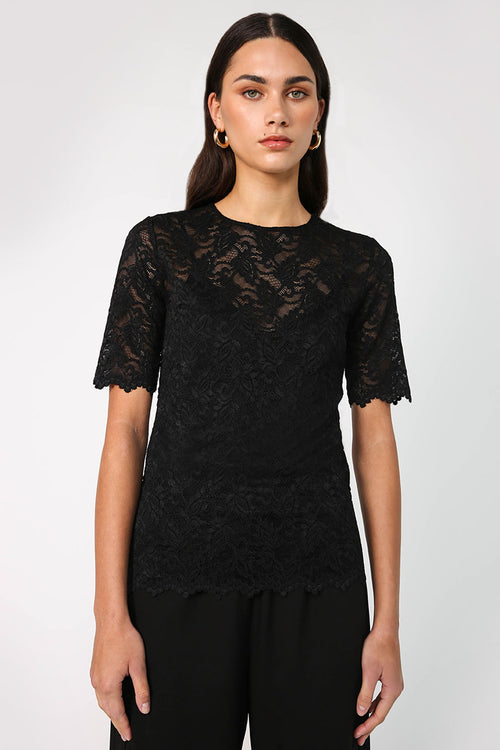 lace crew tee skin / black lace