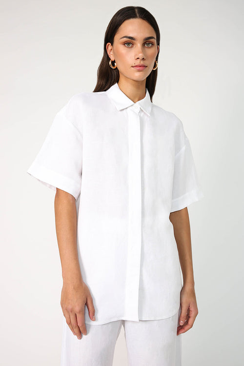 trooped shirt / white linen