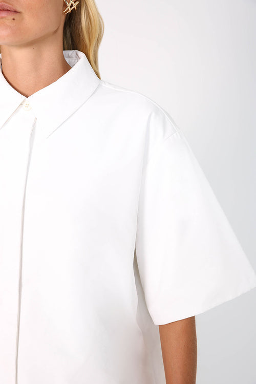 puffed shorty sleeve shirt / pearl ivory