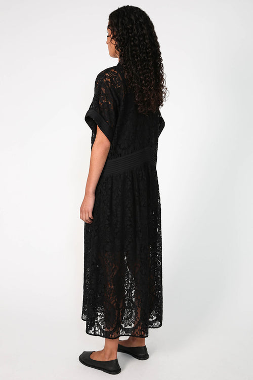 bevel lace midi dress / black lace