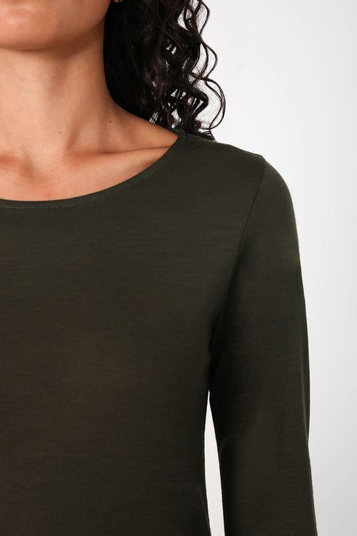 merino crew skin / khaki green