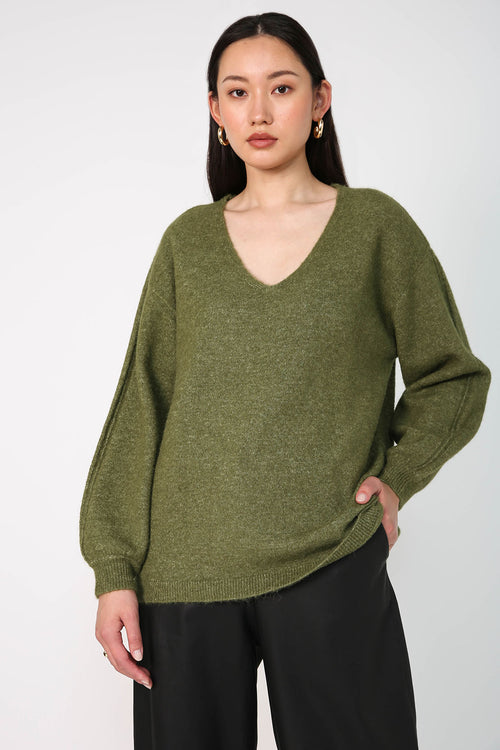 twined sweater / green