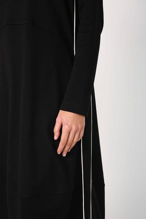 contrast spin longsleeve dress / black|ivory stripe