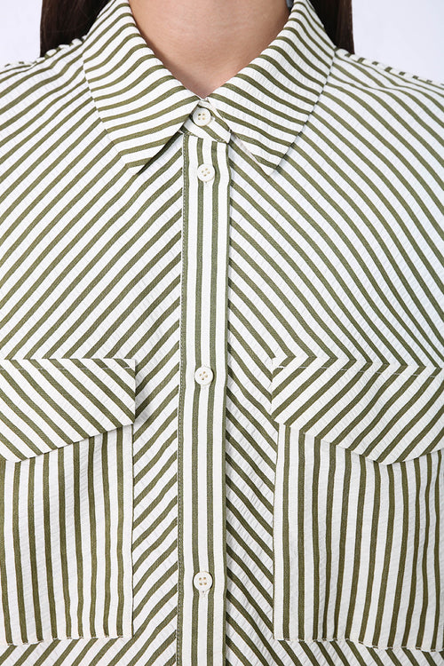 darby shirt / khaki|ecru stripe