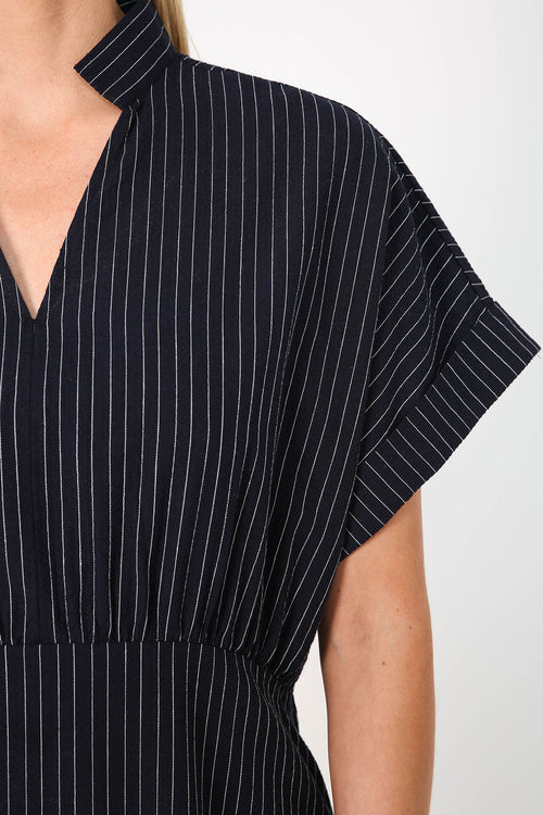 glare dress / navy|white pinstripe