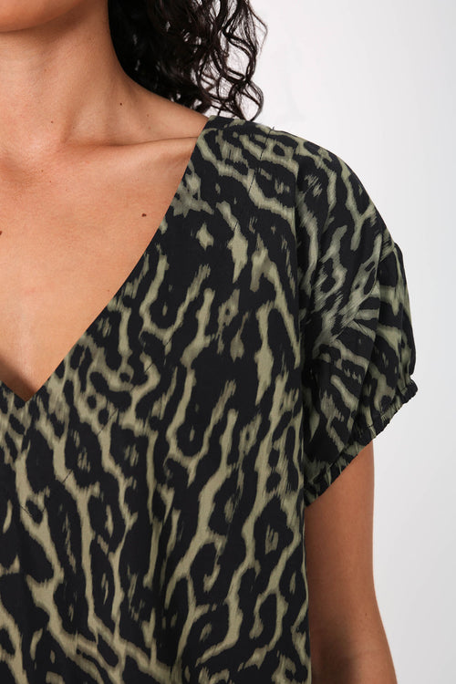 euphoria dress / green animal abstract print