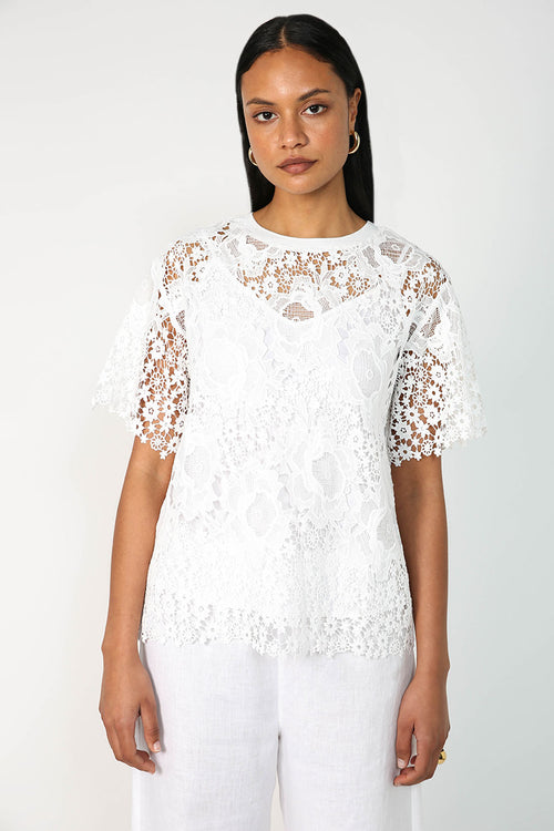 ravel tee / white lace