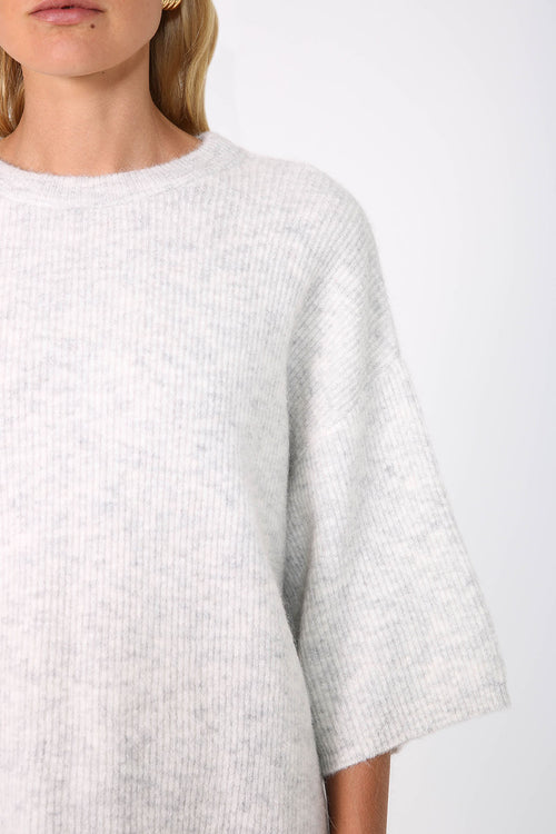 scanner ribbed tee sweater / white marle