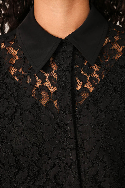 border lace shirt / black lace