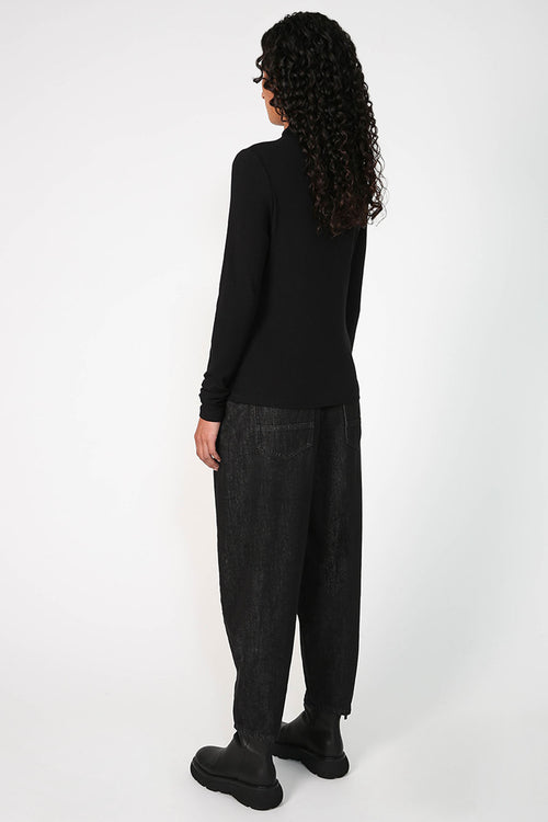 modest rib funnel top / black