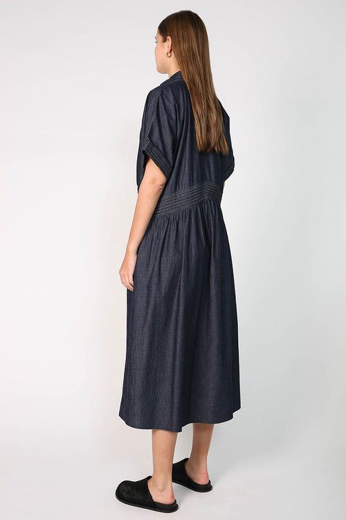 bevel midi dress / indigo blue